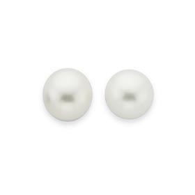 Silver-9-95mm-Button-Cultured-Fresh-Water-Pearl-Stud-Earrings on sale