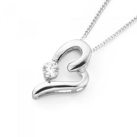 Silver-Cubic-Zirconia-Heart-Pendant on sale