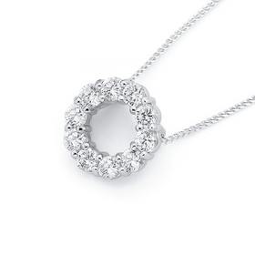 Sterling+Silver+Cubic+Zirconia+Circle+Pendant