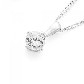 Silver-6mm-Cubic-Zirconia-Pendant on sale