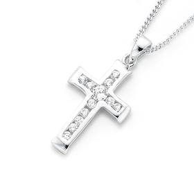 Sterling-Silver-Cubic-Zirconia-Cross-Pendant on sale
