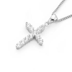 Silver+Cubic+Zirconia+Cross