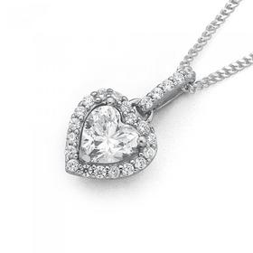 Sterling-Silver-Cubic-Zirconia-Heart-Pendant on sale