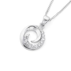 Silver-Small-Cubic-Zirconia-Swirl-Pendant on sale