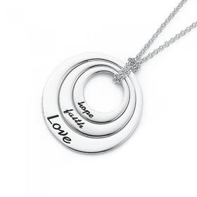 Sterling-Silver-Hope-Faith-Love-Circle-Pendant on sale