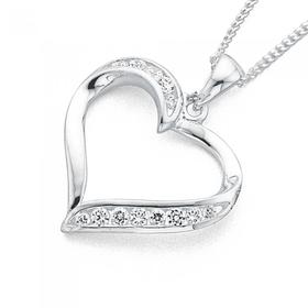 Sterling-Silver-Cubic-Zirconia-Heart-Pendant on sale