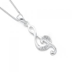 Sterling-Silver-Cubic-Zirconia-Musical-Note-Pendant on sale