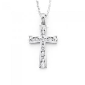 Sterling+Silver+Flared+Cubic+Zirconia+Cross