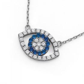 Silver-Blue-White-Cubic-Zirconia-Evil-Eye-Pendant on sale