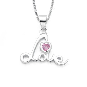 Sterling+Silver+%26quot%3BLove%26quot%3B+Pink+Cubic+Zirconia+Heart+Pendant