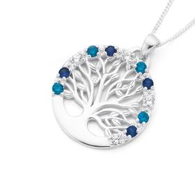 Silver-Blue-Cubic-Zirconia-Tree-of-Life-Pendant on sale