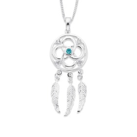 Silver+Aqua+Cubic+Zirconia+Celtic+Dream+catcher+Pendant