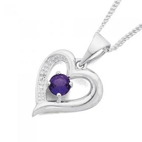 Sterling-Silver-Amethyst-Cubic-Zirconia-Open-Heart-Pendant on sale