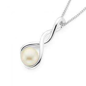 Silver-Fresh-Water-Pearl-Twist-Pendant on sale