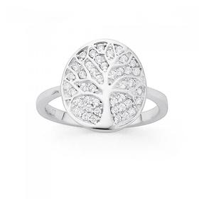 Silver-Pave-Cubic-Zirconia-Tree-Of-Life-Ring on sale