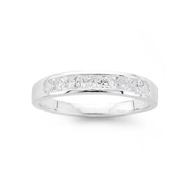 Silver-Cubic-Zirconia-Channel-Set-Eternity-Ring on sale