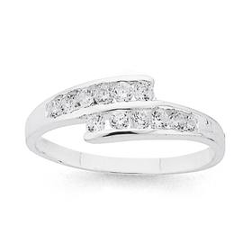 Sterling-Silver-Cubic-Zirconia-Overlap-Ring on sale