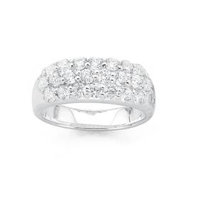 Silver-Three-Row-Pave-Cubic-Zirconia-Ring on sale