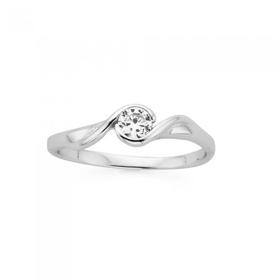 Silver-Cubic-Zirconia-twist-Bezel-Ring on sale