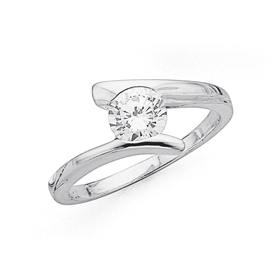 Sterling-Silver-Cubic-Zirconia-Crossover-Ring on sale