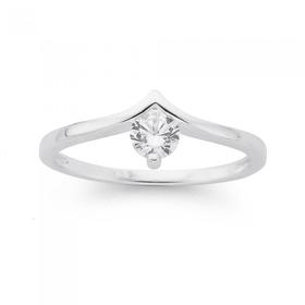 Silver-Cubic-Zirconia-V-Shape-Ring on sale