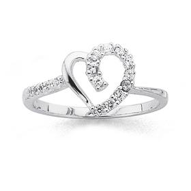 Sterling-Silver-Cubic-Zirconia-Heart-Ring on sale