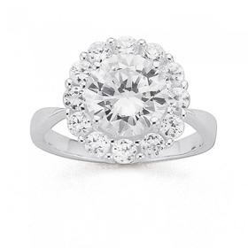 Sterling-Silver-Cubic-Zirconia-Round-Cluster-Ring on sale