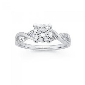 Sterling-Silver-Round-Cubic-Zirconia-Kiss-Ring on sale