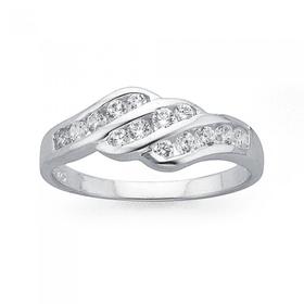 Silver-Channel-Set-Cubic-Zirconia-Wave-Ring on sale