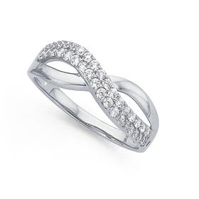 Silver-Cubic-Zirconia-Pave-Crossover-Ring on sale