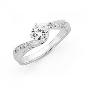 Sterling-Silver-Cubic-Zirconia-Twist-Ring on sale