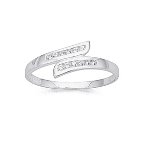 Sterling+Silver+Cubic+Zirconia+Overlap+Ring