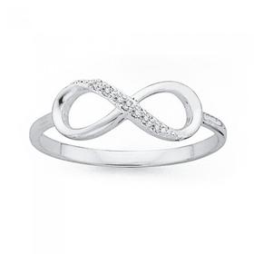 Sterling-Silver-Cubic-Zirconia-Fine-Infinity-Ring on sale