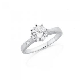 Sterling-Silver-Cubic-Zirconia-Solitaire-Ring on sale