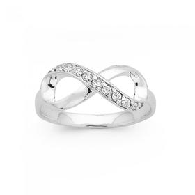 Sterling+Silver+Cubic+Zirconia+Infinity+Ring