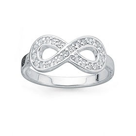 Sterling+Silver+Cubic+Zirconia+Infinity+Ring