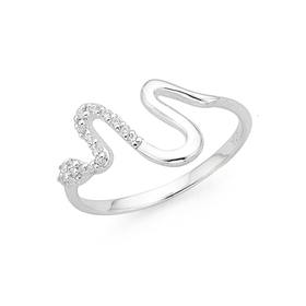 Silver-Cubic-Zirconia-Snake-Ring on sale