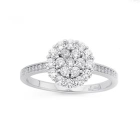 Silver-Flat-Cubic-Zirconia-Cluster-Ring on sale