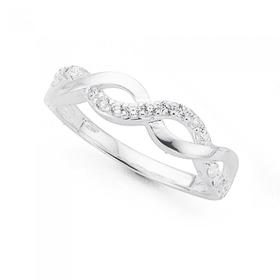 Silver+Cubic+Zirconia+Twist+Ring