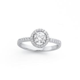 Silver-Cubic-Zirconia-Halo-Cluster-Ring on sale