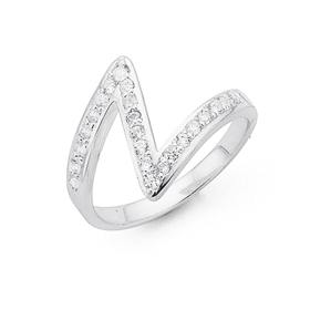 Silver-Cubic-Zirconia-Zig-Zag-Ring on sale