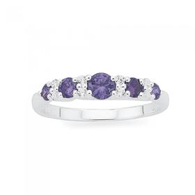 Silver-Violet-Cubic-Zirconia-Anniversary-Ring on sale