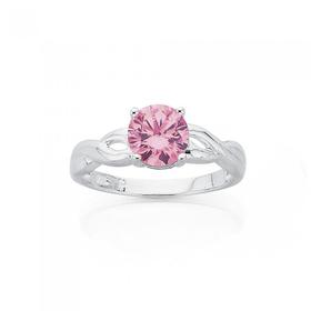 Sterling-Silver-Pink-Cubic-Zirconia-Twist-Ring on sale