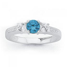 Sterling-Silver-Blue-Cubic-Zirconia-Dress-Ring on sale