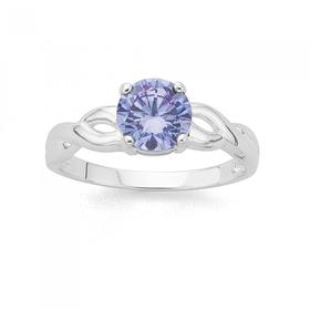 Sterling-Silver-Lavender-Cubic-Zirconia-Solitaire-Twist-Ring on sale