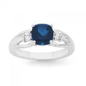 Sterling-Silver-Created-Sapphire-Cubic-Zirconia-Ring on sale