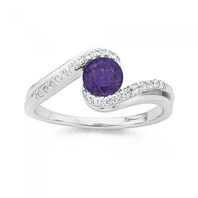 Sterling-Silver-Violet-Cubic-Zirconia-Twist-Ring on sale