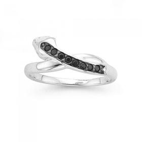 Sterling+Silver+Black+Cubic+Zirconia+Snake+Ring