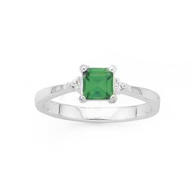 Silver-Green-Cubic-Zirconia-Ring on sale