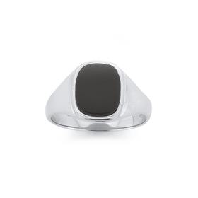 Silver-Rectangle-Black-Onyx-Mens-Ring on sale